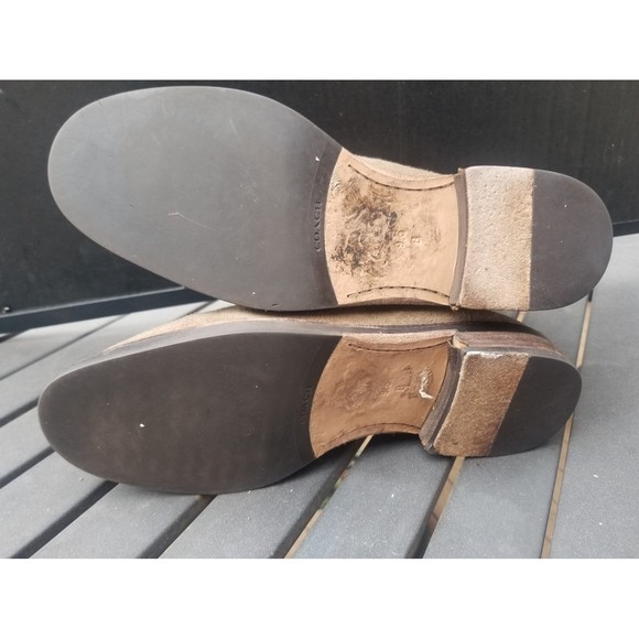 Coach knee high wool leather suede shearling sherpa tan boot 9 9.5 - Picture 5 of 9